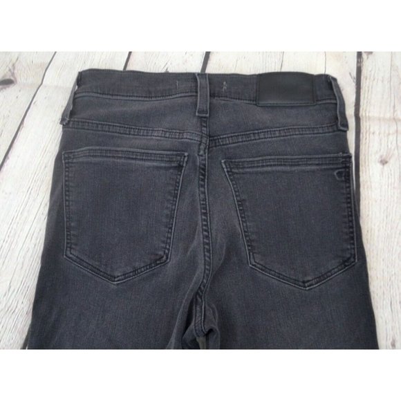 MADEWELL Women's 9" Mid Rise Skinny Jeans SIZE 24 Black Wash Raw Hem - Picture 3 of 9